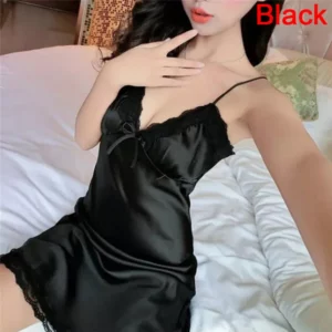 Women Lingerie Silk Robe Dress Nightdress Nightgown Sexy Sleepwear NightdressWomen Sexy Lingerie Silk Robe Dress Nightdress – Image 6